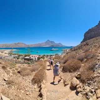 Turquoise lagoon and white sandy beach at Balos, western Crete