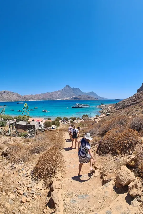 Turquoise lagoon and white sandy beach at Balos, western Crete