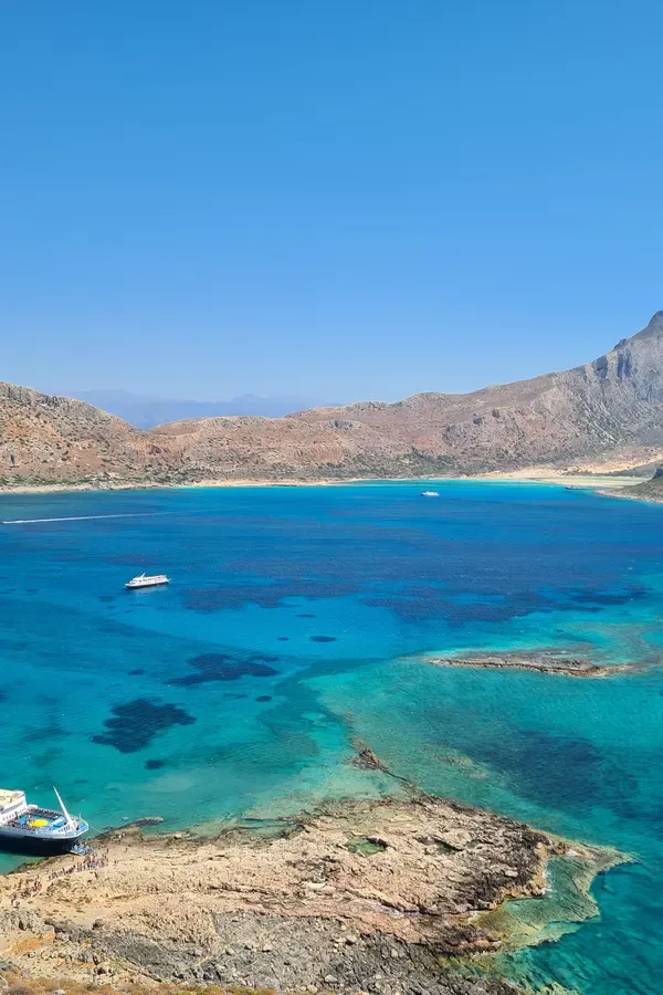 Turquoise lagoon and white sandy beach at Balos, western Crete